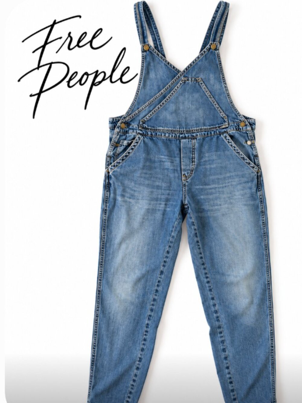 Free People Denim Overalls Size 29 Asymmetrical Bib